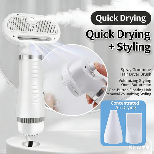 Electric 3-in-1 Pet Grooming Brush Spray Dry for Cats & Dogs | Petvelixir